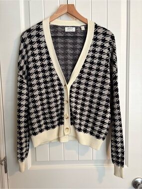 ONLY Black & Cream Houndstooth Cardigan Sweater